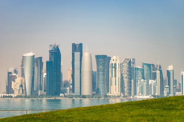 Panoramic view of modern Doha Qatar skyline where Pedox Qatar provides waterproofing services